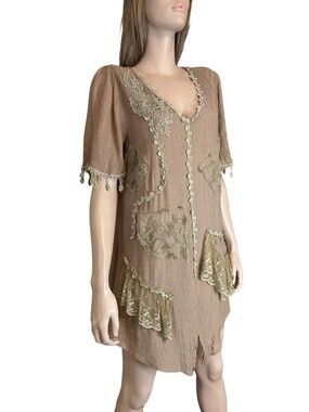 Pretty Angel Bohemian Dress Tunic Shift Lace Unique Grunge Floral Embroidery